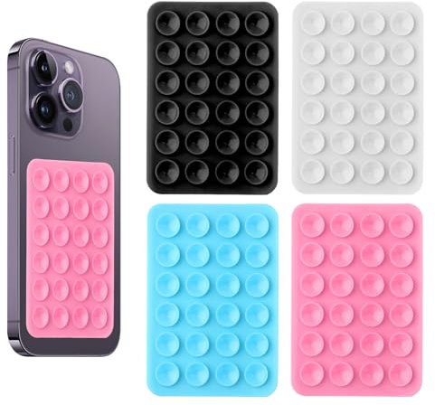 4 Pcs Ventouse Silicone Telephone, Coque Ventouse, Silicone Ventouse Téléphone, Ventouse Telephone, Multi Usages Adhésif pour Coque de Téléphone à Ventouse Support à Ventouse pour Téléphone