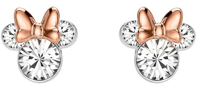 Minnie Mouse - Orecchini a perno placcati in due tonalità con cristalli, Misura unica, Ottone placcato in due tonalità, Nessuna pietra preziosa