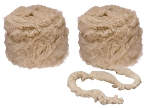 PATIKIL 70 Yards Kunstpelzgarn, 2 Knäuel Flauschgarn Häkelgarn, Hellbraun | Flauschiges Garn Weiches Chunky Polyester Plüschfell Wimpern Häkeln Strickdecke Teppich Pullover