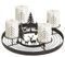 Schmucks HOME Adventskranz rund Metall mit + 4x Kerzen schwarz weiß 30 cm