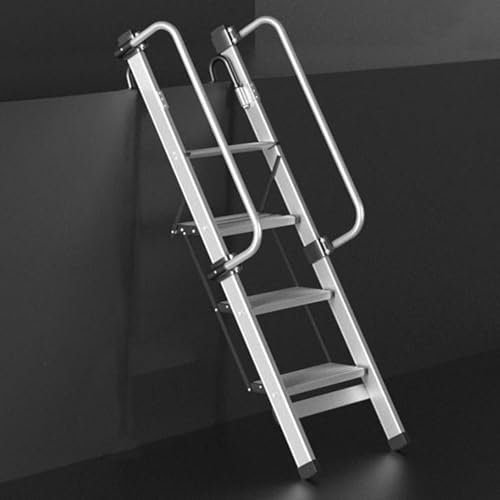 Scala a Castello per Camper Con Corrimano e Piedini - Regolabile e Pieghevole, in Metallo, 119-192 cm - per Letto a Castello e Soppalco (144cm/56 3/4)