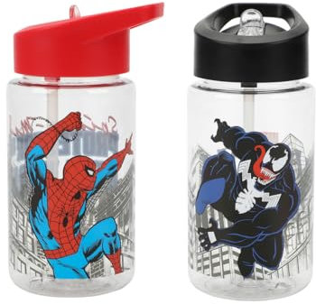 Bioworld Marvel Spider-Man & Venom Lot de 2 bouteilles d'eau en plastique 414 ml