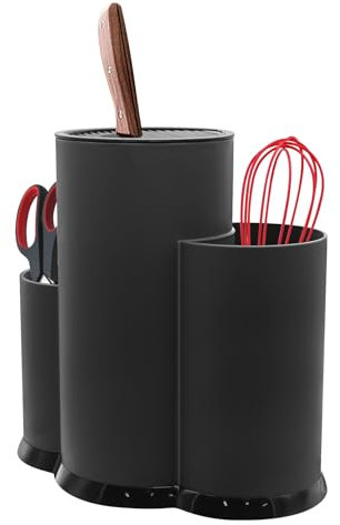 WYYFXY® Messerblock Ohne Messer, 3 in 1 Küchenutensilienhalter Schwarz Messerhalter Unbestückte Messerblöcke Messer Halterung für Alle Küchenmesser Geeignet