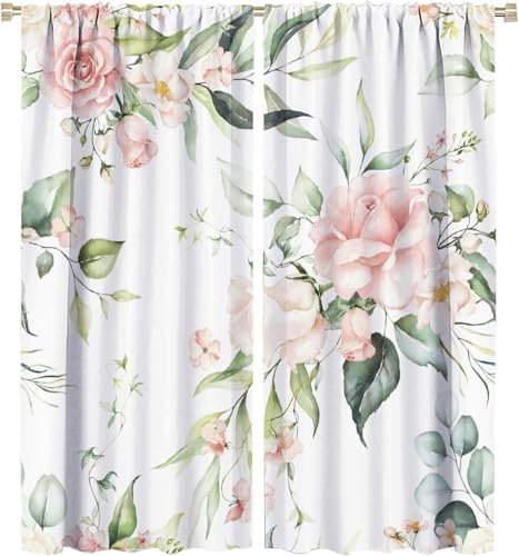 2 Stück Schlafzimmer Gardinen Lichtundurchlässig Blumenpflanze 140 (B) X 160 (H) cm Verdunkelungsvorhang Mit Ösen Für Schlafzimmer Raum Abdunkeln Fenster Vorhänge Blickdichter Vorhang 9426352171013