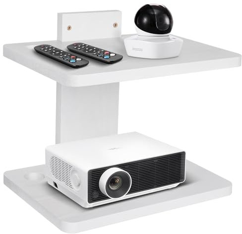 BEARUT Small Mini Projector Shelf/Projector Wall Mount Floating Shelf/Router Shelf/Modem Cable Box Shelf/Projector Rack Holder/Projector Mount by Solid Wood WT2