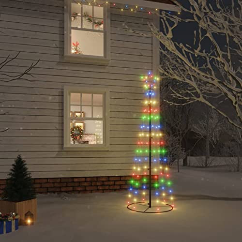 Homgoday arbol de Navidad árbol Navidad Artificial arbol de Navidad con Adornos Árbol de Navidad cónico 108 LED de Colores 70x180 cm