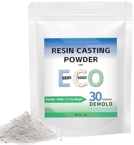 Polvere di gesso attivata ad acqua per stampi, polvere per stampi in resina, polvere per colata in gesso, polvere per colata attivata con acqua, 1000 g di polvere per gingilli – rapidamente demuffa in