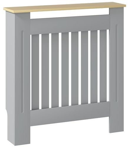 HOMCOM Cubre Radiadores Cubreradiador de MDF Cubierta para Radiador para Salón Dormitorio Pasillo 78x19x83 cm Gris y Roble