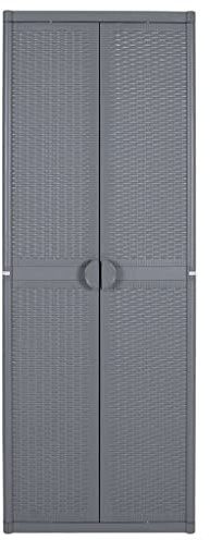 Kangmusi Gartenschrank Grau 65x45x172 cm PP Rattan, Grau 364063