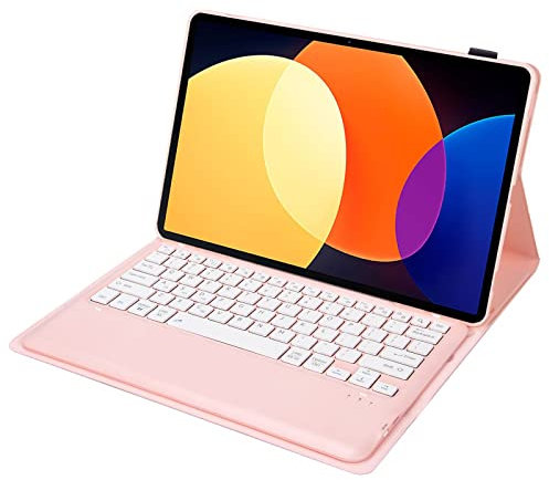 Funda con Teclado para Honor Pad 8 de 12 Pulgadas, Teclado Bluetooth Desmontable con Cubierta Trasera Suave de TPU,Rosado
