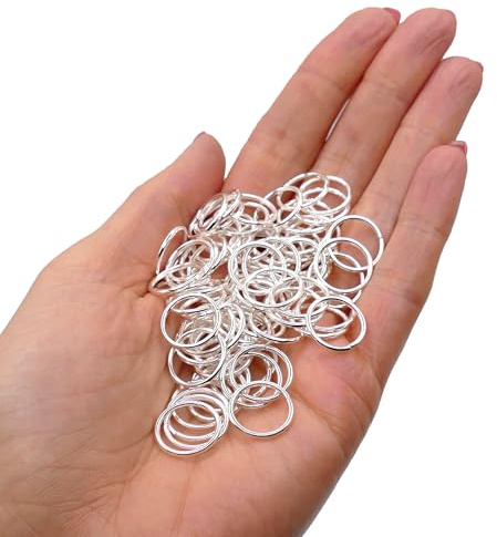 Silver Plated Jump Rings 14mm 200pcs (1.2mm) - Strong Open Jump Rings for Jewellery Making and Keyrings - Large Metal Rings for Craft, Chainmail, Ring Connectors for Clasps, Pendants and Findings