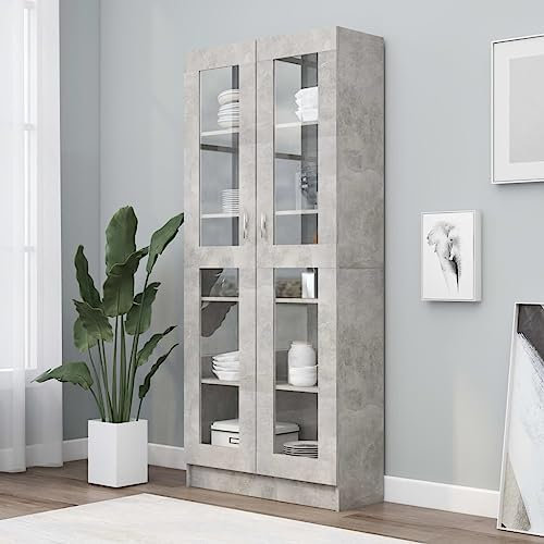 UJCHVHN Item-Vitrine Schrank Beton Grau 32,5x12x73,5 in Engineered Holz, Regale, Bücherregale & Standregale