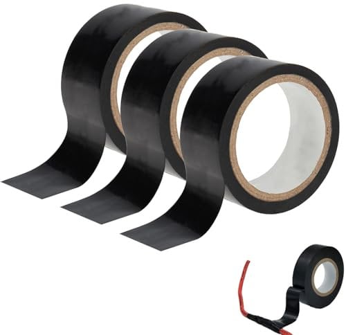 ARCPNRT Isolierband, Elektriker Klebeband PVC, 3 Stück Selbstklebendes Isolierband, Electrical Tape, 30mm x 20m, für Verdrahtungsarbeiten, Reparaturen und Abdichtung (Schwarz)