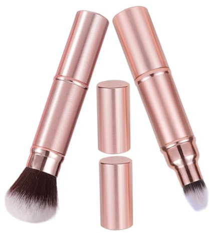 Didiseaon Ensemble De Mini Pinceaux De Maquillage De Voyage 2 Pièces Pinceaux Rétractables À Double Extrémité Capuchon Anti-poussière Pour Fond De Teint Blush