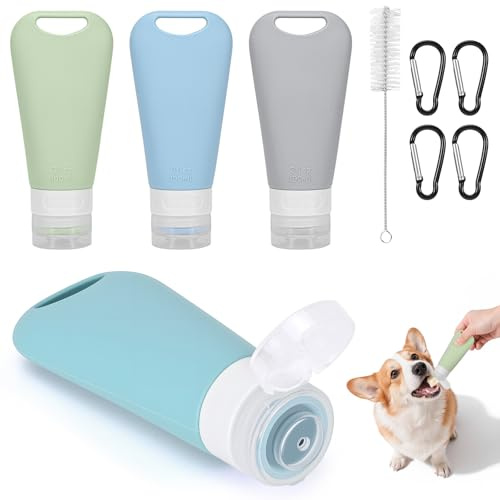 Szaboviktoria 4 Stück 90 ml Futtertube Zum Befüllen Hund Mit Karabiner Und Reagenzglasbürste, Leberwurst Hunde Tube, Hundeleberwurst Tuben, Reiseflaschen Zum Befüllen, Für Hundetraining Als Belohnung