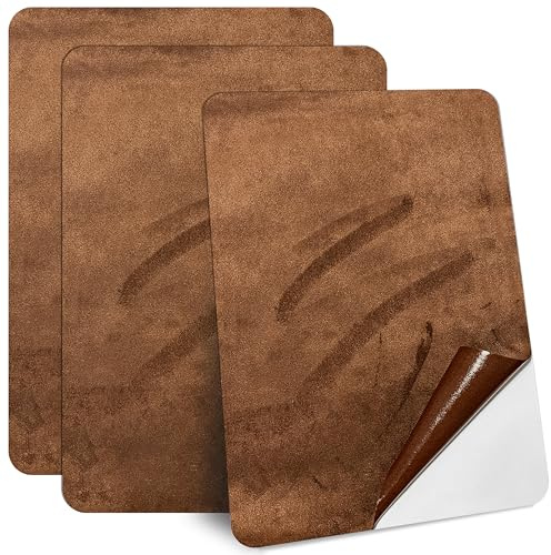Mikrofaserstoff Selbstklebend,3stück 20 * 30cm Flicken Selbstklebend Stoff,Reparatur Patches Selbstkleben,Samt Reparaturflicken für Autositze,Sofa,DIY (Braun)