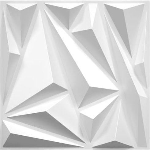 STICKGOO 20 Pack 3D Wall Panels for Interior Wall Decor, 12''x12'' White Accent Diamond Wall Panels for Gaming Room Bedroom TV Background