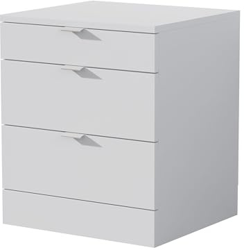 Nera Bedside Table with 3 Drawers Nightstand Bedroom Cabinet Storage Solution (White)
