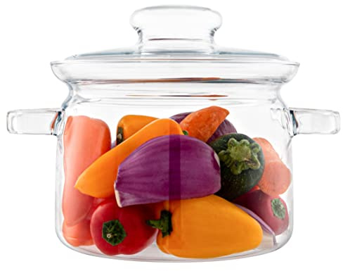 Simax Casserole en verre borosilicate pour cuisinière, mijoteuse, pot-pourri - 1,8 l - Pour la cuisson sur la cuisinière, les ustensiles de cuisine, les poignées faciles à saisir, le four, le