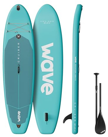 Wave Cruiser 3.0 Aufblasbares Stand Up Paddleboard | Anfängerfreundliches SUP mit rutschfestem Deck, komplettem Zubehör & Reisetasche | 10'2.7 m (Ice Blue, 3.0 Modell)