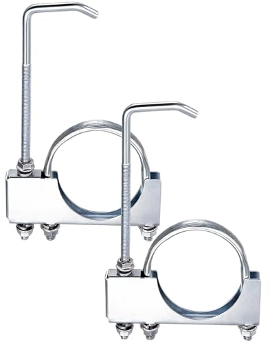 YHOMU 2 Pcs U Clamps For Exhaust Pipes, 3 In Exhaust Clamp, 360° Adjustable, Fits 75-83 Mm Pipes, 10 In Height, Galvanized Steel