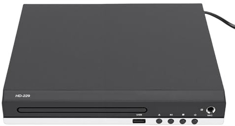 Oreilet Lecteur DVD Multi-régions, Lecteur de Disque HD 1080P avec Port USB et Sortie, Lecteurs DVD pour Home Cinéma Stéréo (Prise UE)