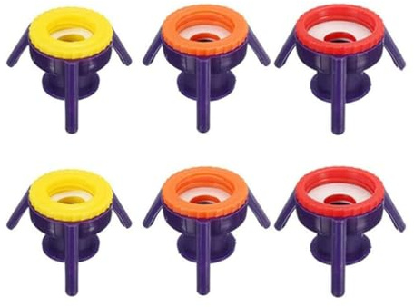 Upside-Down Bottle Cap with 3-Legged Stand, Multi-Color (Yellow, Orange, Red), 6 Pack, 2.3cm-3.2cm