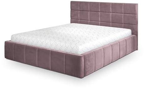 Masseno Polsterbett Verto K 200x200 cm, Doppelbett, Bettkasten, Stauraum, Lattenrost Und Kopfteil - Rosa, Kronos 27
