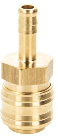 Druckluft Verschlusskupplung NW 7,2 x Schlauchanschluss Tülle, Typ 26KA, Messing blank (für 8 mm Schlauch Innen-Ø)