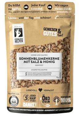 Bremer Gewürzhandel Sonnenblumenkerne mit Honig, geröstet, gesalzen, zum Knabbern, für Salate, Müslis, Eis & Quarkspeisen, 1kg