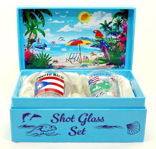 Porto Rico coquillages on Shore dans une boîte Verre à liqueur Lot (lot de 2)