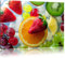 Pixxprint Kiwi Apfel Birne Obst Obstsalat, Größe: 100x70cm, Leinwandbild, fertig gespannt, Wandbild, Dekoration, Kunstdruck, kein Poster