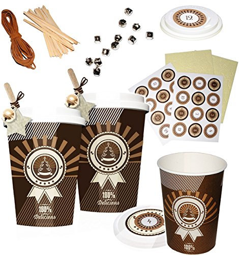 alles-meine.de GmbH Weihnachtskalender - Coffee to go/Glühwein & Kaffee Becher - 24 Stück Boxen/Schachteln zum Befüllen + Zahlenaufkleber - selber Basteln - Adventskalend..