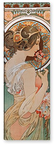 Wandkings Leinwandbilder von Alfons Mucha - Wähle ein Motiv & Größe: Schlüsselblume - 30 x 90 cm