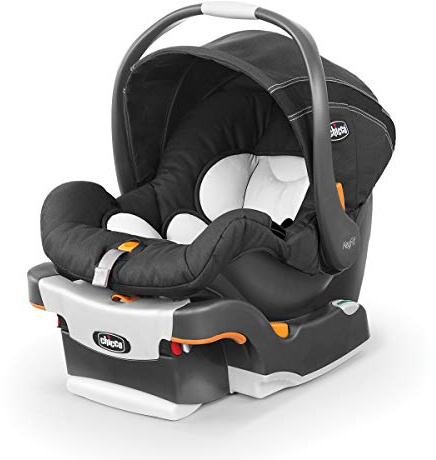 Chicco KeyFit Infant Car Seat and Base, Rear-Facing Seat for Infants 4-22 lbs., Includes Infant Head and Body Support, Compatible with Chicco Strollers, Baby Travel Gear, Encore/Black/Grey
