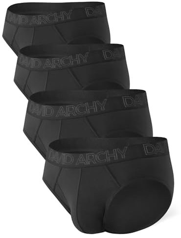 DAVID ARCHY Slips Homme 40S Fibre de Bambou sous-vêtements avec Open-Fly Antibactérien Confortable Respirants Lot de 4