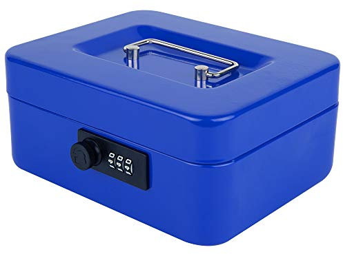Caisse à monnaie en métal avec serrure à combinaison Medium bleu