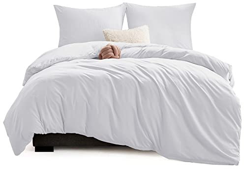 WAVVE Bettwäsche 200x200 3 teilig Weiß - Bettbezug 200 x 200 Set mit Kissenbezüge 80x80 cm, Bettwäsche-Sets 2x2m aus Mikrofaser mit Reißverschluss Weich und Bügelfrei, Weiss