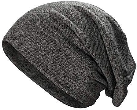 ZLYC Long Slouch Beanie Leicht Weich Jersey Mütze für Herren und Damen,Einfach Dunkel Grau,Gr. Einheitsgröße