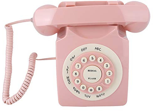 Annadue Retro-Festnetztelefon der 80er Jahre, hochauflösende Anrufqualität, rosa europäisches Vintage-Telefon mit Knopfwahl, für die Dekoration von Home-Office-Möbeln