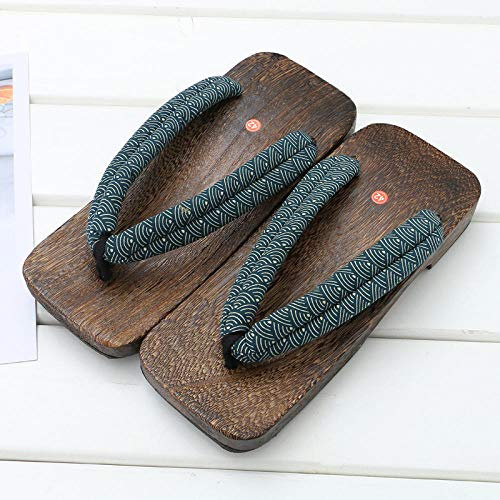 Japanische hölzerne Hölzerne Japan Style Geta Clogs Männer Japaner Traditionelle Innenaufnahme Home Home Slipper Holz Flip Flops Kimonoanime Cosplay Schuhe Outdoor Sandalen-3_42 Unisex Geta Sandalen.