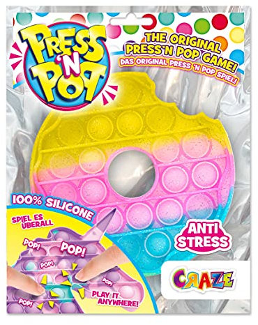 CRAZE PressNPop Press N POP Girly Donut Fidget Toy sensorisches Anti Stress Spielzeug für Kinder Erwachsene Bubble Set Bunte Motive 37096, wunderschöne Farbkombinationen
