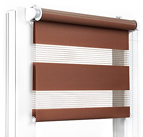Fenster DEKOR - Rollos für Fenster Braun - Klemmfix Rollo ohne Bohren B68 x H150 cm - Doppelrollo mit Einer Breiten Auswahl an Größen und Farben - Blickdichte Rollos, einfach zu montieren