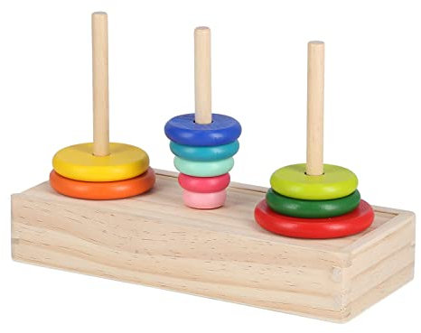 SPYMINNPOO Logica Puzzles Art, Tower of Hanoi Stapelspielzeug mit 10 Ringe Puzzle Holz Logik Baby Stapelset Spielzeug mit Aufbewahrungsbox für Kinder ab 5 Jahren(Turm von Hanoi in großer Kiste)