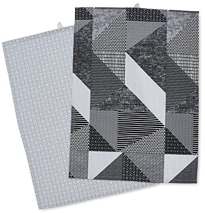 Catherine Lansfield Larsson Geo Two Pack Tea Towels Grey