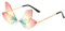 LXYNALI Libelle Sonnenbrille Frauen Schmetterling Randlose für Damen unregelmäßige Punk Brille flügel modeFür personalisierten Partystrand