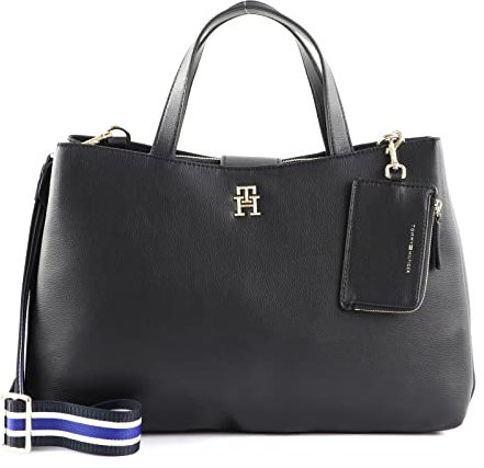 Tommy Hilfiger Damen Tommy Life Satchel AW0AW13409 Schultertaschen, Schwarz (Black)