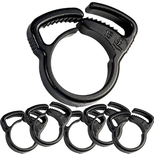 Suinga Pack 25 Abrazadera tubo riego por goteo 16mm, negro. Util para Tubería de 16mm, Sujección de la tubería para Riego por Goteo y Jardinería