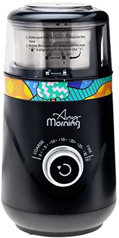 AnyMorning | Molinillo de Café Eléctrico - Grinder para Café en Grano, Semillas y Especias - Cuchillas de Acero Inoxidable- 150 W