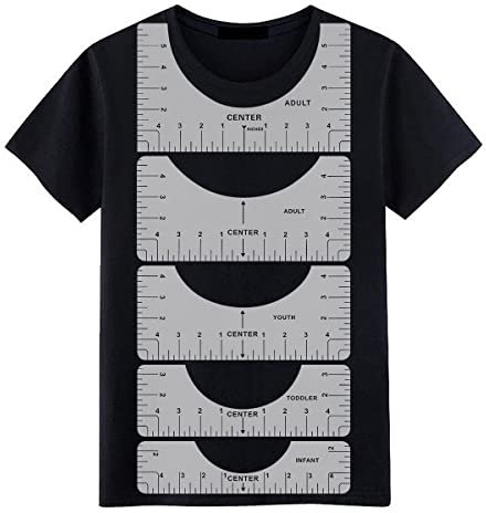 Jagowa 5 Pcs T-Shirt Ruler Guide Alignment Tool - Transparent PVC Round Neck Calibration Sewing Guide